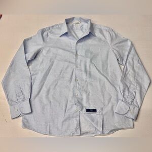 SUITSUPPLY Light Blue LinenCotton One Piece Collar Slim Fit Shirt 17 XL